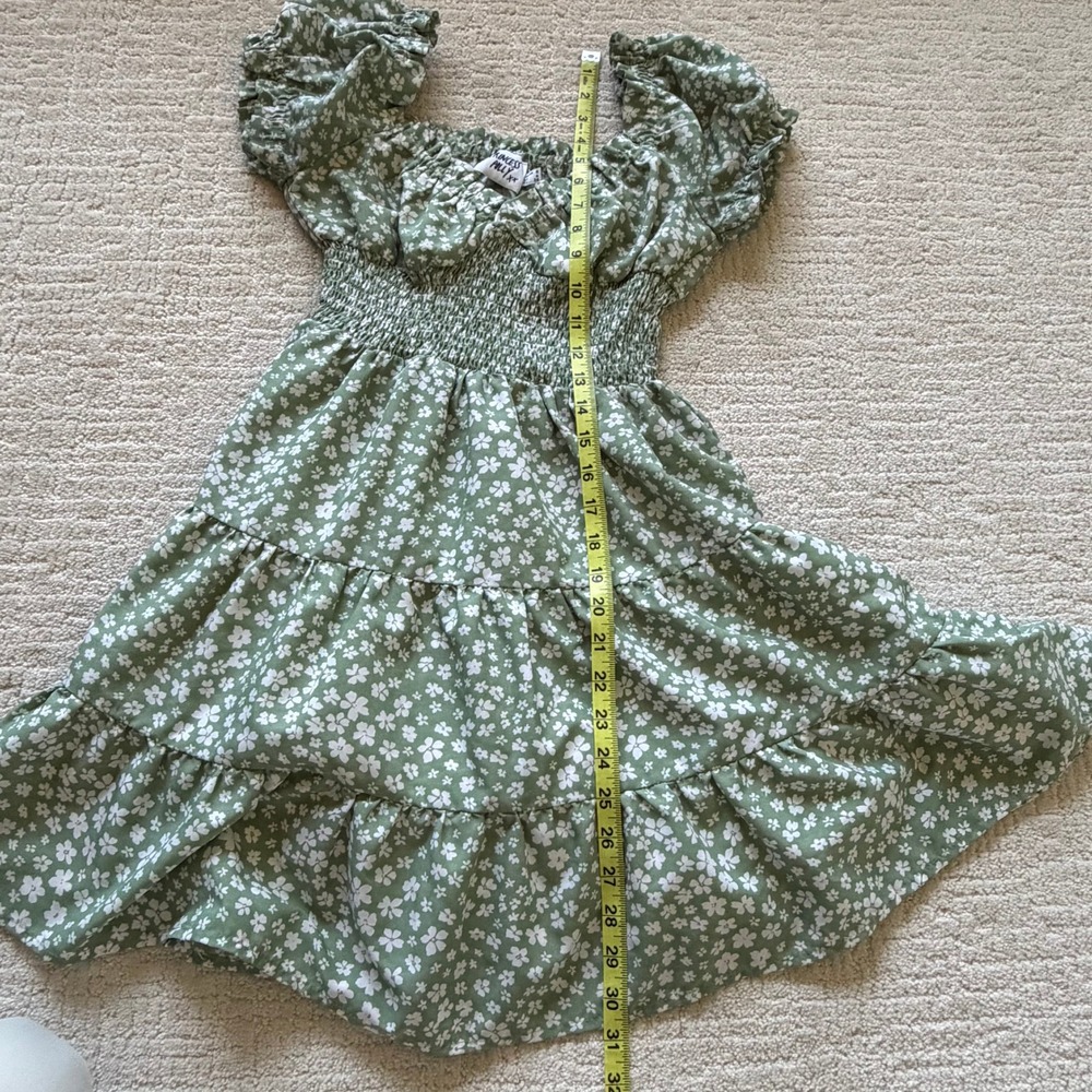 Princess Polly Green Floral Smocked Dress Puff Sleeve Milkmaid Cottagecore 4 - Picture 6 of 13